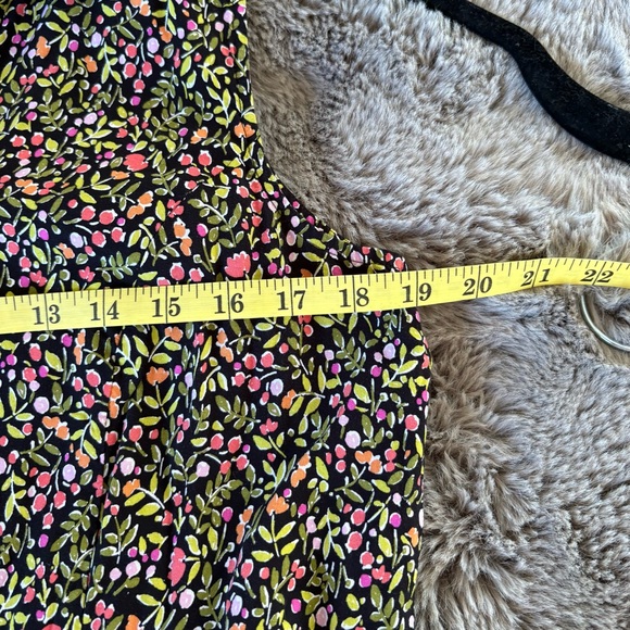 J Jill Sleeveless Black Floral Berry 1/4 Button Casual Midi Dress M Boho Easter - Picture 8 of 9